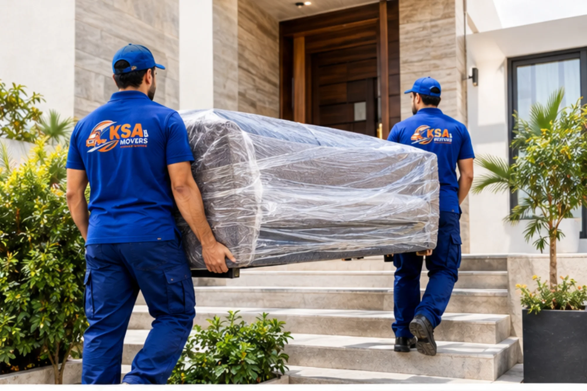 KSA Movers crew delivering a packed box